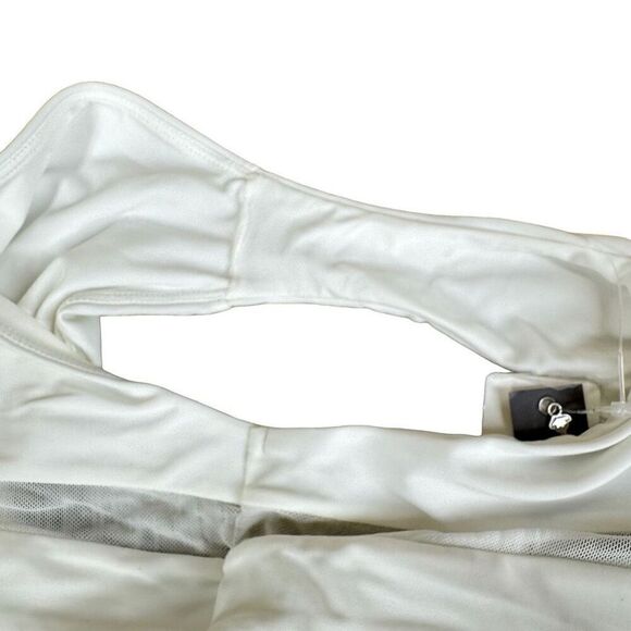 Lovers + Friends Cashel High Waist Bikini Bottom in White Sheer Mesh Stripes Che - Picture 9 of 13